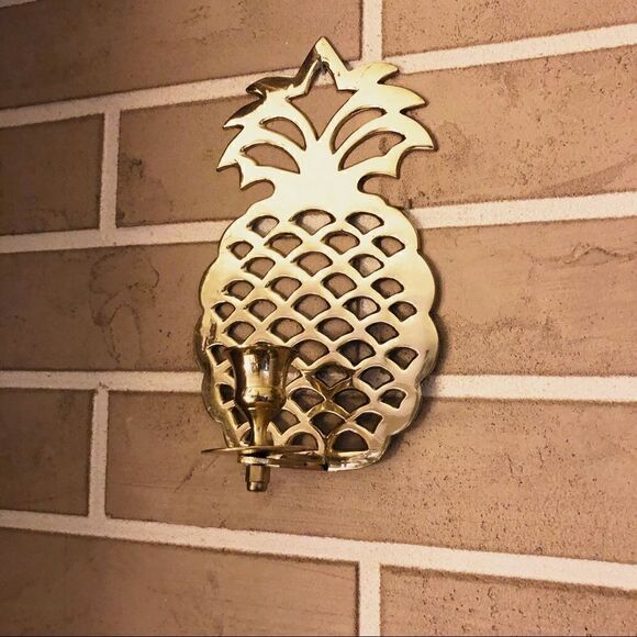 Vintage Gold Pineapple Wall Candle Holder Sconce - Picture 1 of 9